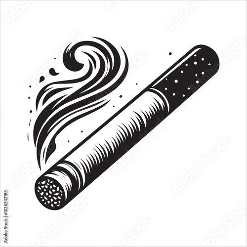 Cigarette with Smoke vector illustration silhouetet