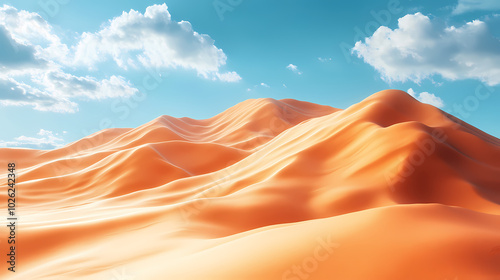 Big 3d realistic background of sand dunes. Desert landscape with blue sky