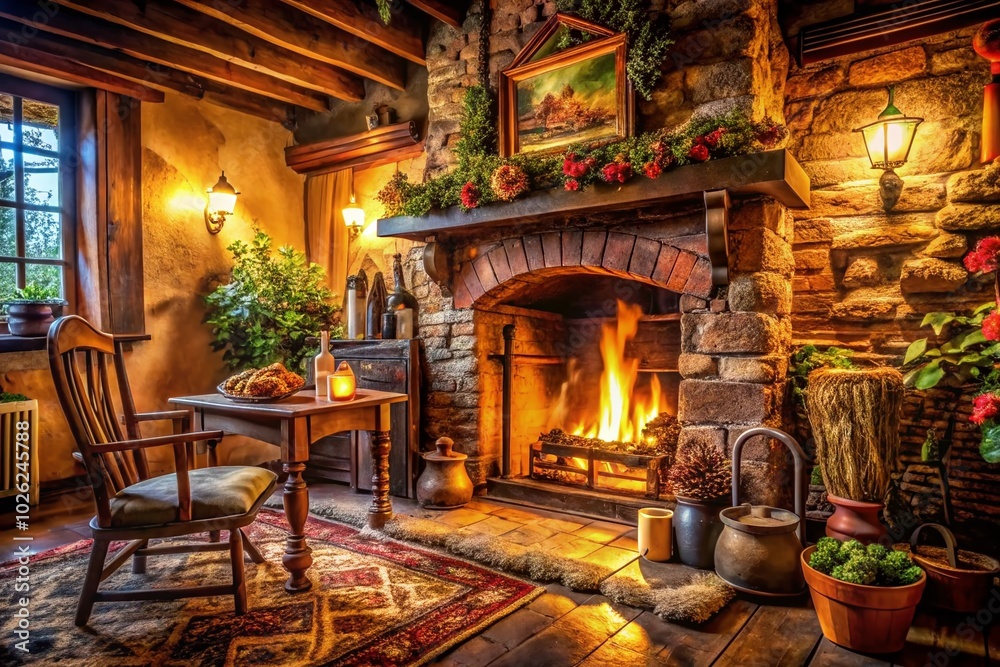 Cozy Old Fireplace in a Rustic Living Room with Warm Ambiance and Vintage Charm for Home Decor Inspirations Cozy Old Fireplace in a Rustic Living Room with Warm Ambiance and Vintage Charm for Home Decor Inspirations