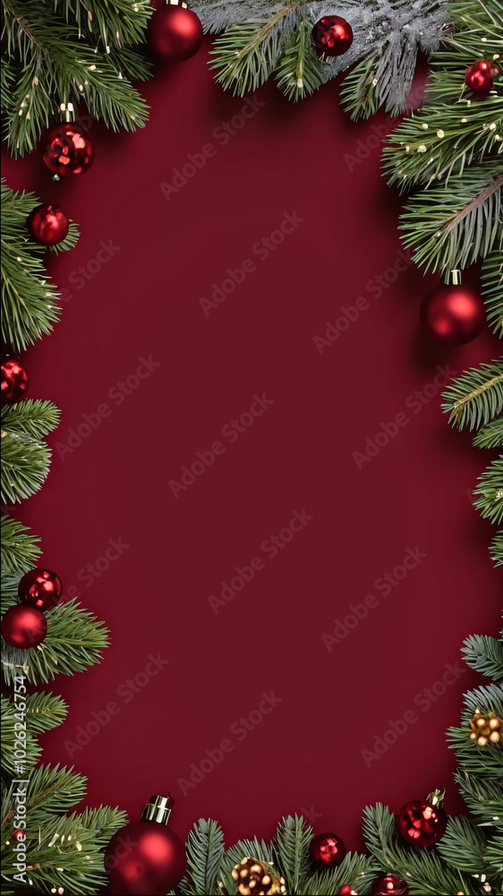 Christmas background with balls. Christmas background with pine branches. Festive Christmas background with ornaments and pine branches for holiday text. Christmas or New Year red background
Christmas background with balls. Christmas background with pine branches. Festive Christmas background with ornaments and pine branches for holiday text. Christmas or New Year red background