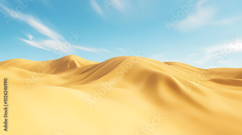 Big 3d realistic background of sand dunes. Desert landscape with blue sky photo