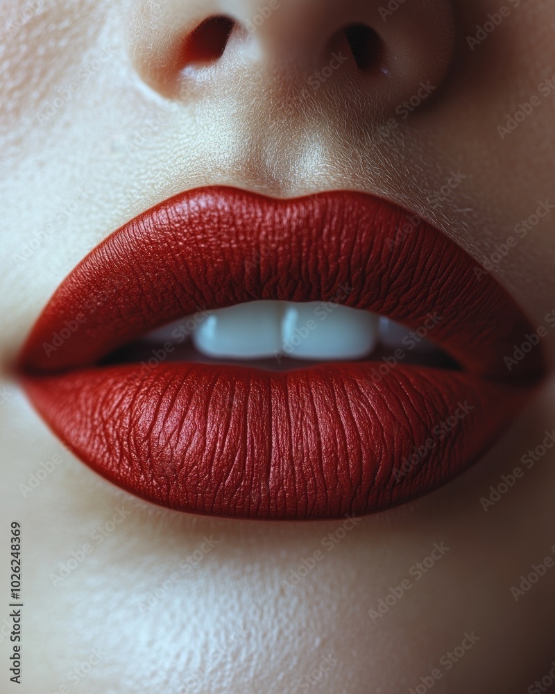 custom made wallpaper toronto digitalA detailed close-up of matte red lips with sharp definition, isolated on white background 