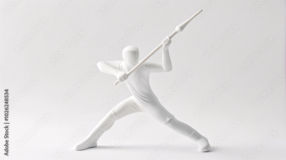 White Sculpture of a Warrior: A Study in Minimalism