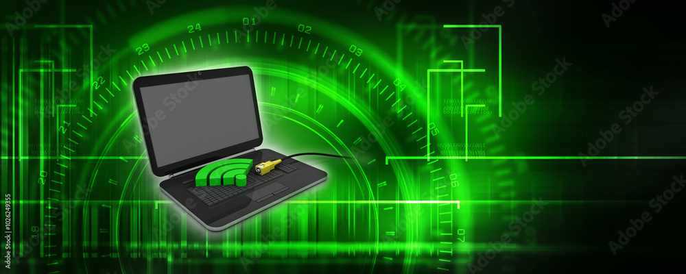 3d illustration WiFi symbol with laptop
3d illustration WiFi symbol with laptop