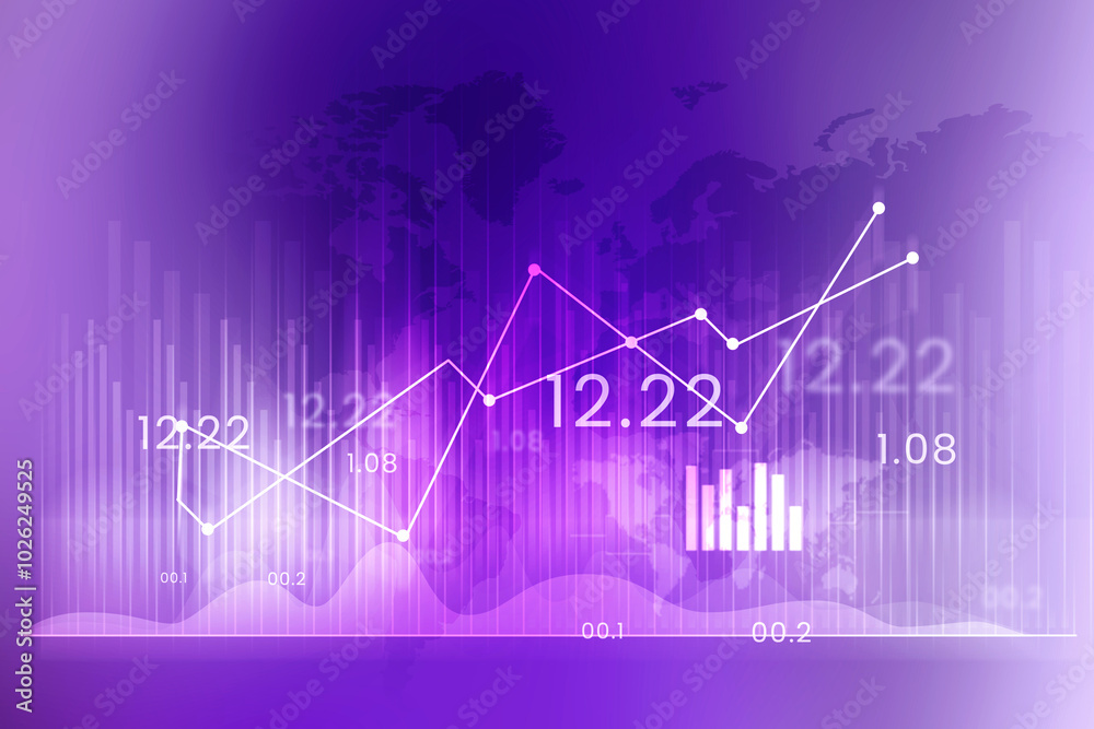 Fototapeta premium 2d illustration Stock market online business concept. business Graph 