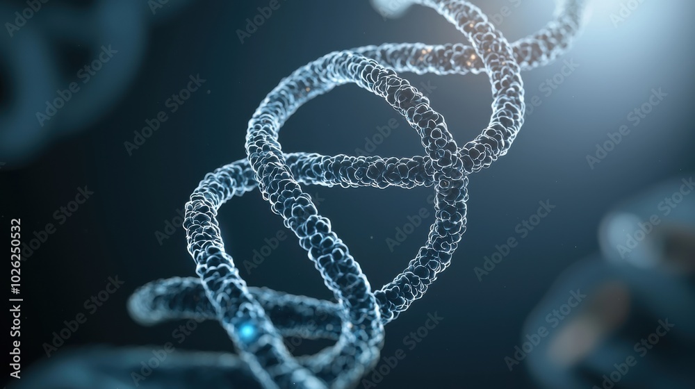 detailed visualization of DNA double helix structure, showcasing intricate molecular design and beauty of genetic data analysis. This captures essence of scientific exploration and discovery
