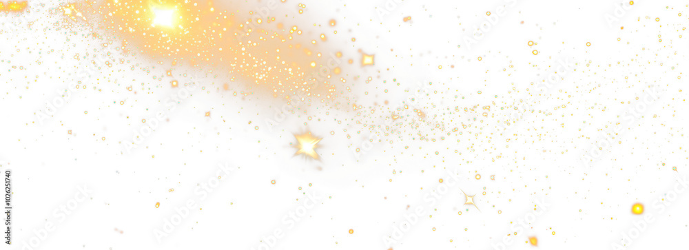 Golden abstract cosmic isolate on transparent background with glowing stars, cutout, png Golden abstract cosmic isolate on transparent background with glowing stars, cutout, png