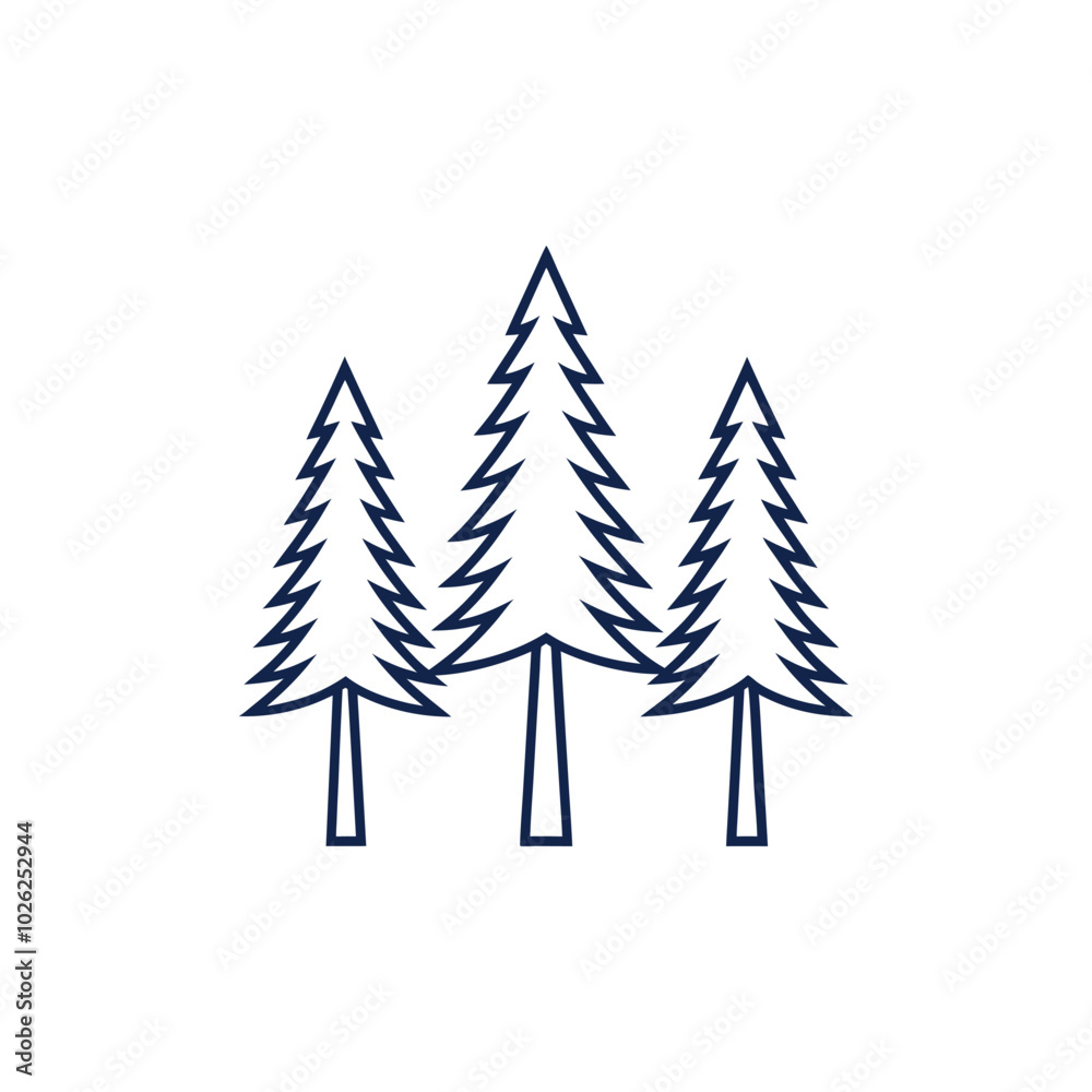Obraz premium a pine tree outline on a plain white