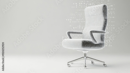 binary code executive chair with electronic lights, perfect for digital business and technology concepts