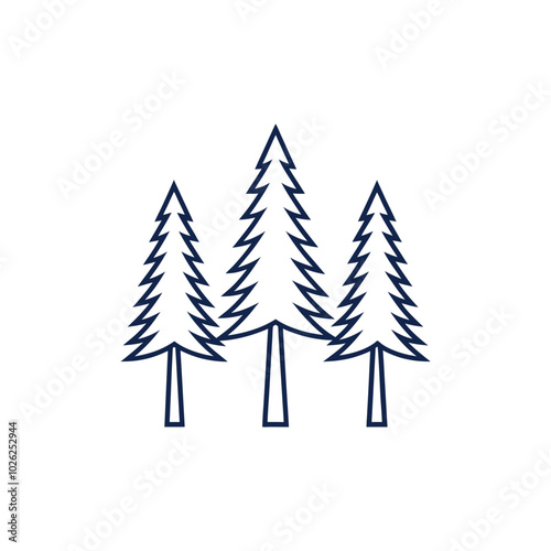  a pine tree  outline on a plain white