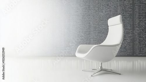 binary code executive chair with electronic lights, perfect for digital business and technology concepts