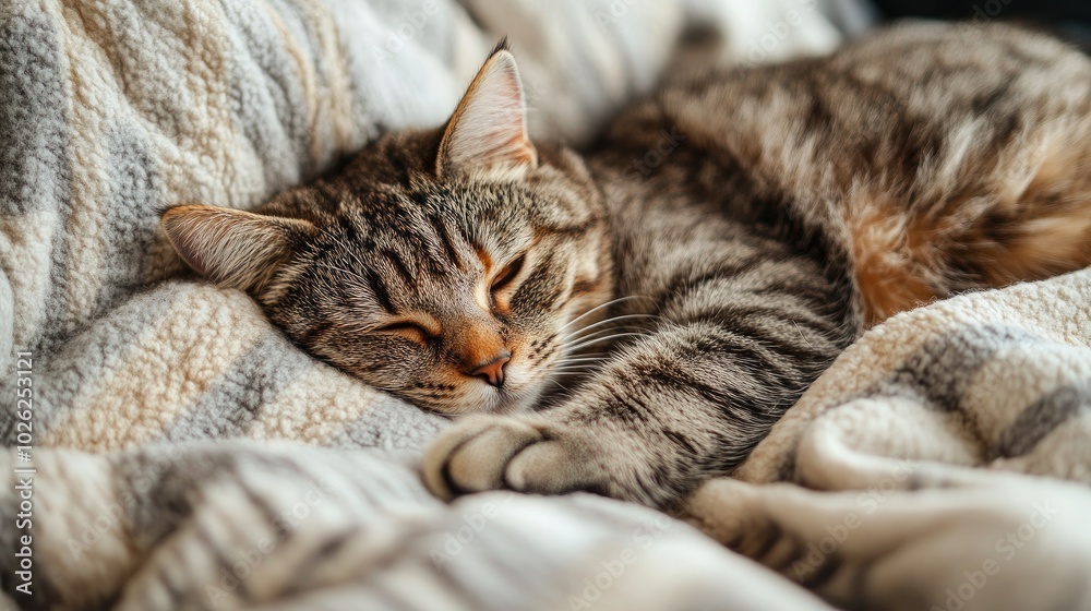 A sad, ill cat curled up on a cozy bed, looking tired and weak, portraying a sense of care and comfort for pets at home during sickness. A sad, ill cat curled up on a cozy bed, looking tired and weak, portraying a sense of care and comfort for pets at home during sickness.