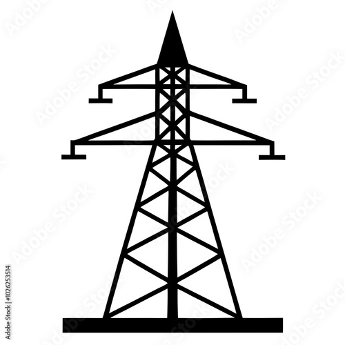 electric pylon power line vector. silhouette