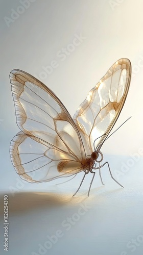 Elegant translucent butterfly on a soft background