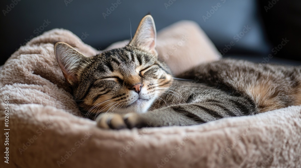 A sick cat resting on a comfortable cat bed, looking fatigued and sleepy, highlighting the care and love pets need during illness at home. A sick cat resting on a comfortable cat bed, looking fatigued and sleepy, highlighting the care and love pets need during illness at home.