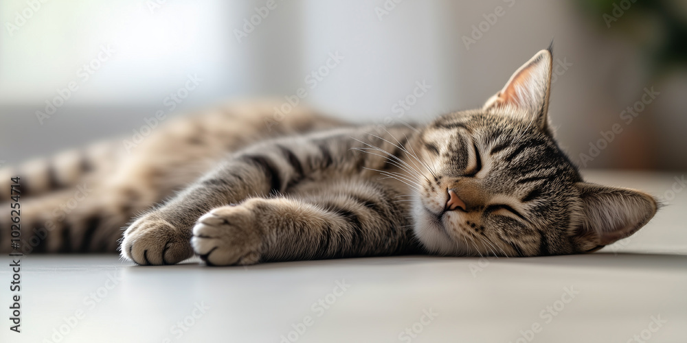 Sad or playful elegant cat lying on a light background, exhibition ad. Sad or playful elegant cat lying on a light background, exhibition ad. Cool realistic ad. Domestic animal services promotion. Sad or playful elegant cat lying on a light background, exhibition ad. Sad or playful elegant cat lying on a light background, exhibition ad. Cool realistic ad. Domestic animal services promotion.