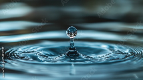 Water droplet creates ripples in a serene pool, capturing the essence of tran...