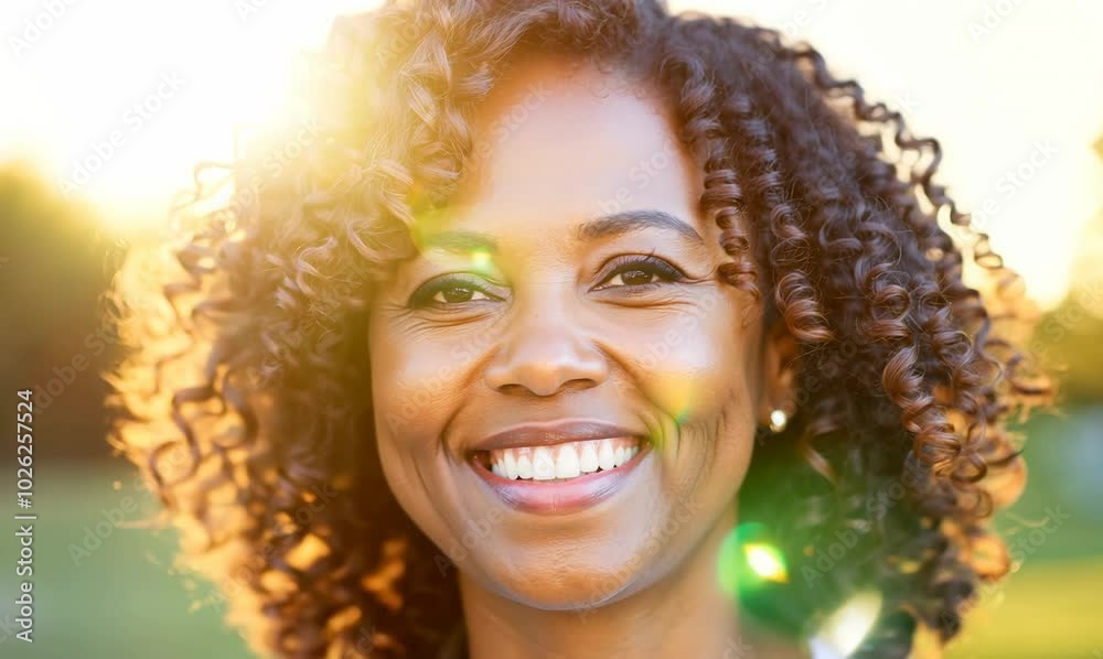 Smiling Mature Woman Outside in Sunny Environment Smiling Mature Woman Outside in Sunny Environment