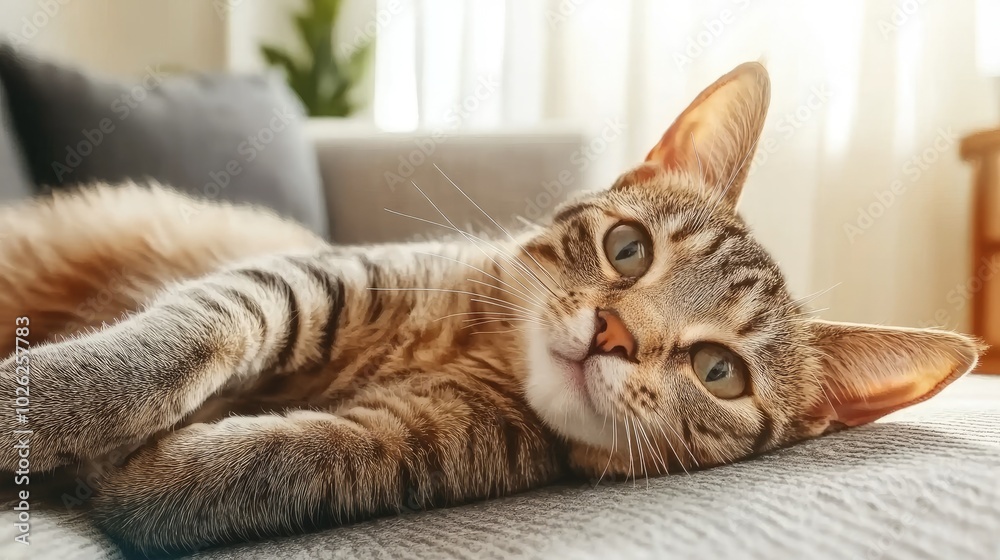 Cat Portrait Resting on Sofa Cat Portrait Resting on Sofa