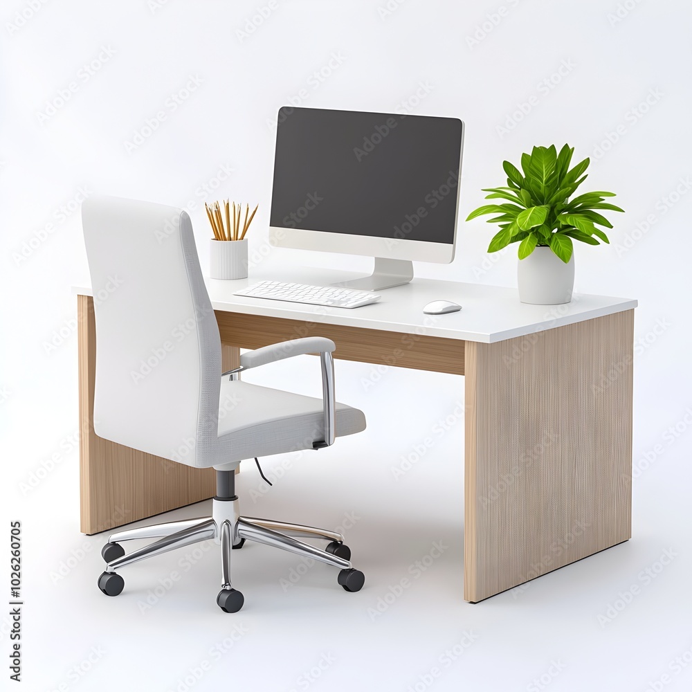Sleek and Minimal Home Office Workspace with Natural Materials and Calm Ambiance Sleek and Minimal Home Office Workspace with Natural Materials and Calm Ambiance