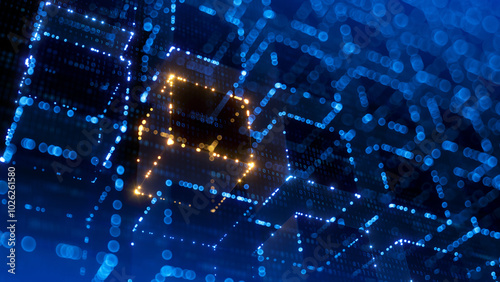 Fototapeta Naklejka Na Ścianę i Meble -  Big Data, Blockchain technology concept. 3d Blockchain Cubes. 3d illustration