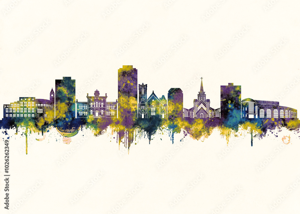 Fototapeta premium Brampton City Skyline. Cityscape Skyscraper City Downtown Abstract Architecture Business View Building Corporate Landmarks Travel Background Buildings Landscape Modern Art
