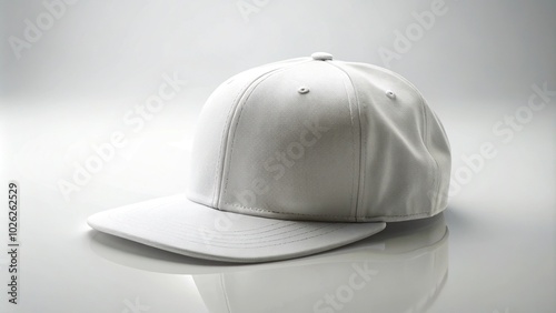 Minimalist white snapback baseball cap array isolated on white background