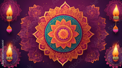 Ornate floral mandala lace pattern for vintage oriental decor