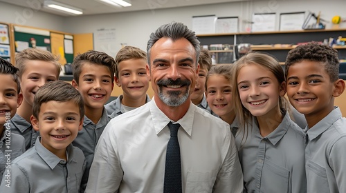 The shared sense of accomplishment and satisfaction evident on the faces of both the teacher and his students in this photo encapsulates the rewarding experience of teaching and learning together. photo