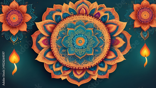 Ornate floral mandala lace pattern for vintage oriental decor