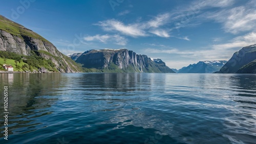 fjord with steep cliffs and calm waters