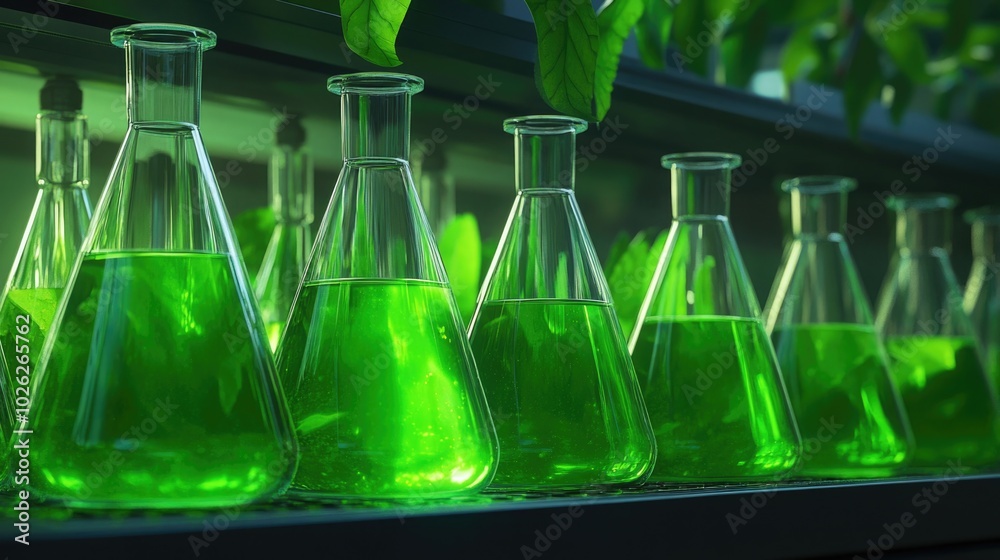 Laboratory Extraction of Chlorophyll from Plants with Green Liquid in Flasks and Leaves Processed Under a Fume Hood Laboratory Extraction of Chlorophyll from Plants with Green Liquid in Flasks and Leaves Processed Under a Fume Hood