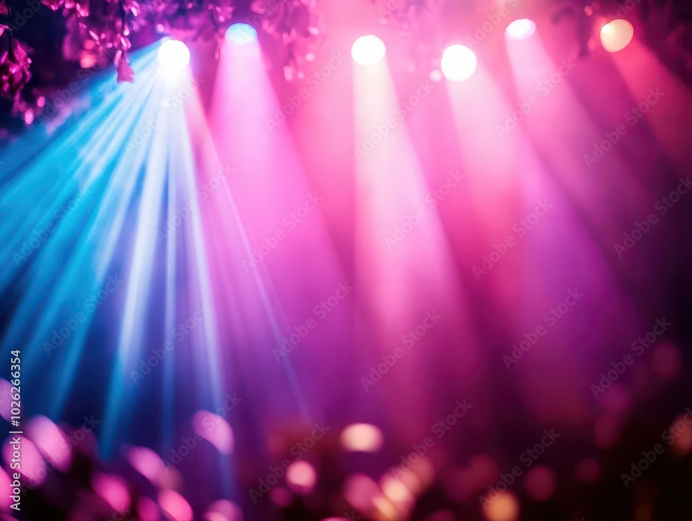 Pink and blue spotlights bokeh lights and blur,perfect for digital design posters and presentations