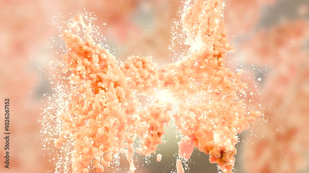 Weight loss. fat burn in human tissue, Adipose connective tissue, fat cells burning under microscope, lipocytes, realistic 3d render