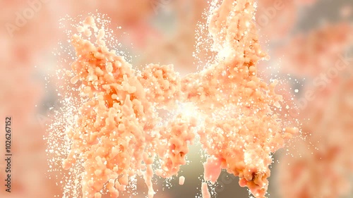Weight loss. fat burn in human tissue, Adipose connective tissue, fat cells burning under microscope, lipocytes, realistic 3d render