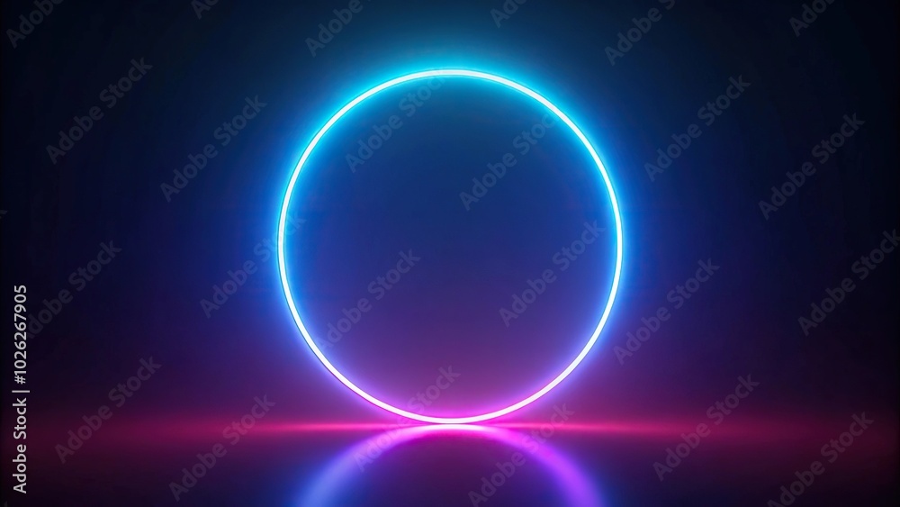 Minimalistic neon circle with luminous halo effect Minimalistic neon circle with luminous halo effect