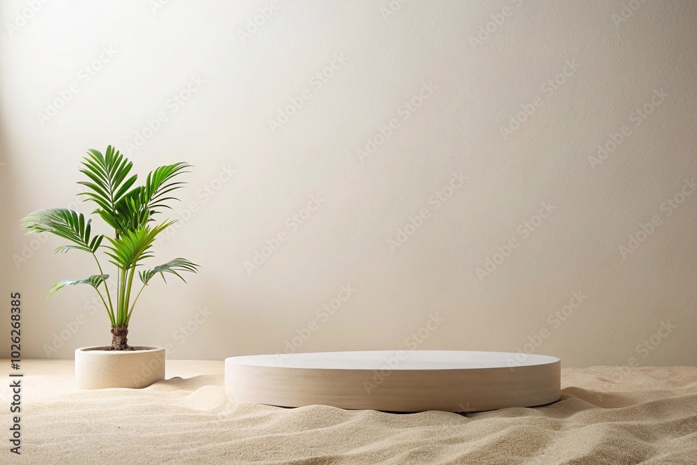 Minimalistic podium with plant Minimalistic podium with plant