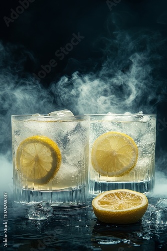 Refreshing margaritas served with lime wedges and a touch of salt under drama...