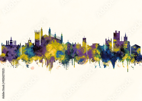 Cambridge City Skyline England. Cityscape Skyscraper City Downtown Abstract Architecture Business View Building Corporate Landmarks Travel Background Buildings Landscape Modern Art photo