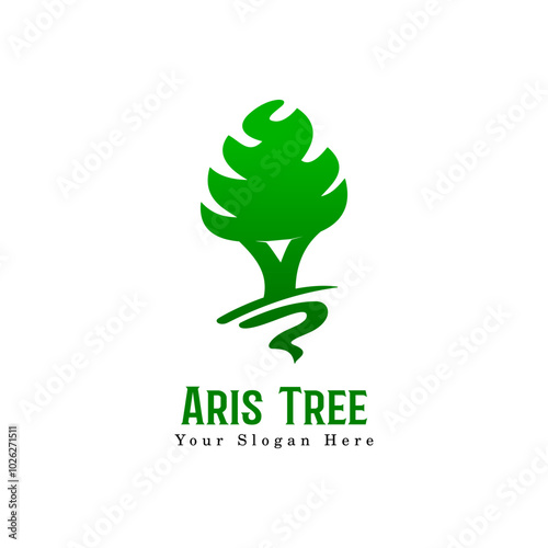 simple style tree logo vector. Tree vector silhouette.