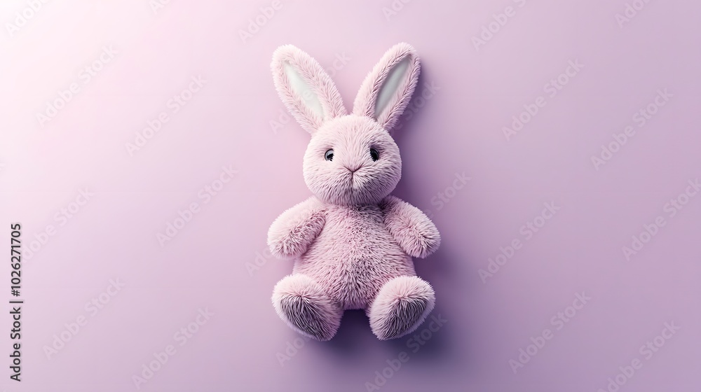 Obraz premium Photorealistic Stuffed Bunny from Top Down View