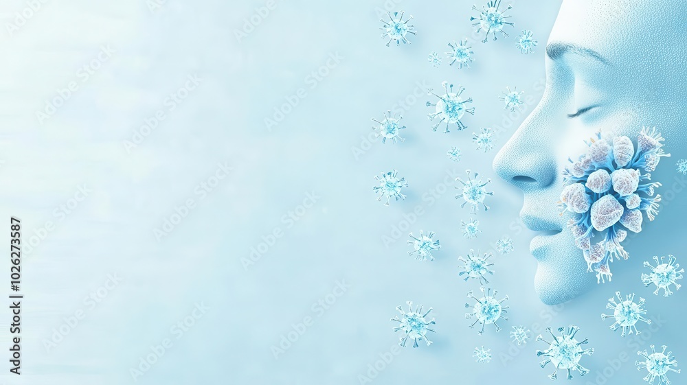 Graphic representation of allergic rhinitis, with inflamed nasal ...