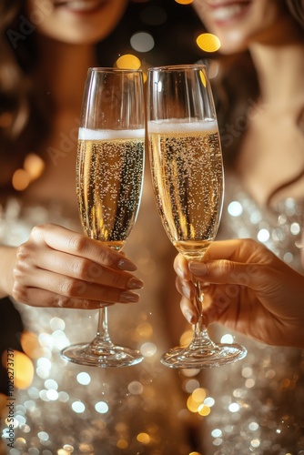 Celebrating a special occasion with champagne toasts at a festive gathering i...