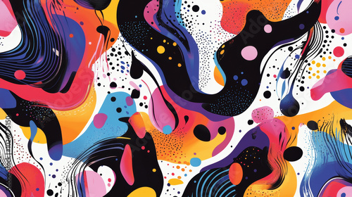 A colorful abstract painting with a lot of dots and splatters