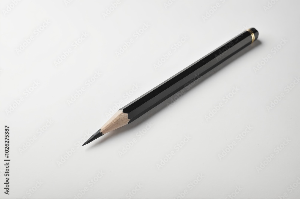 Black pencil on white background ready for writing or drawing Black pencil on white background ready for writing or drawing