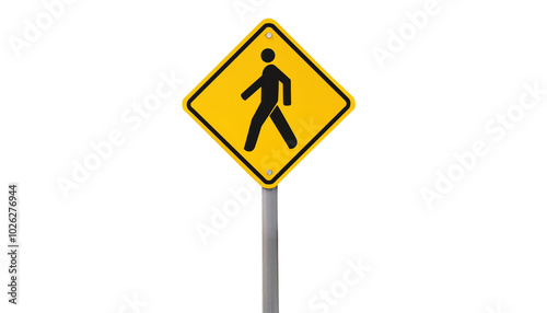 Pedestrian Crossing Sign on transparent background