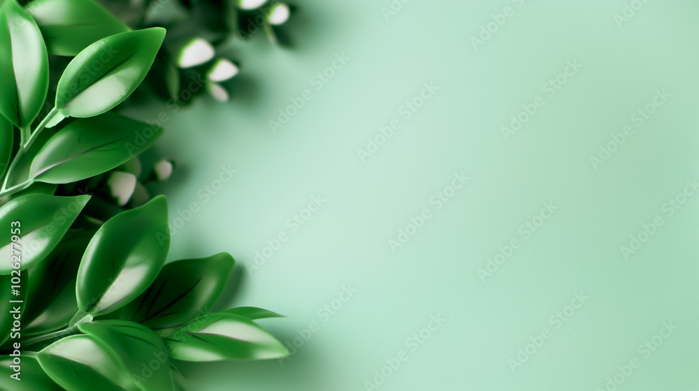 Vibrant green leaves blend harmoniously with a soft pastel backdrop, evoking tranquility and a connection to nature. Perfect for artistic inspiration or wellness themes Vibrant green leaves blend harmoniously with a soft pastel backdrop, evoking tranquility and a connection to nature. Perfect for artistic inspiration or wellness themes