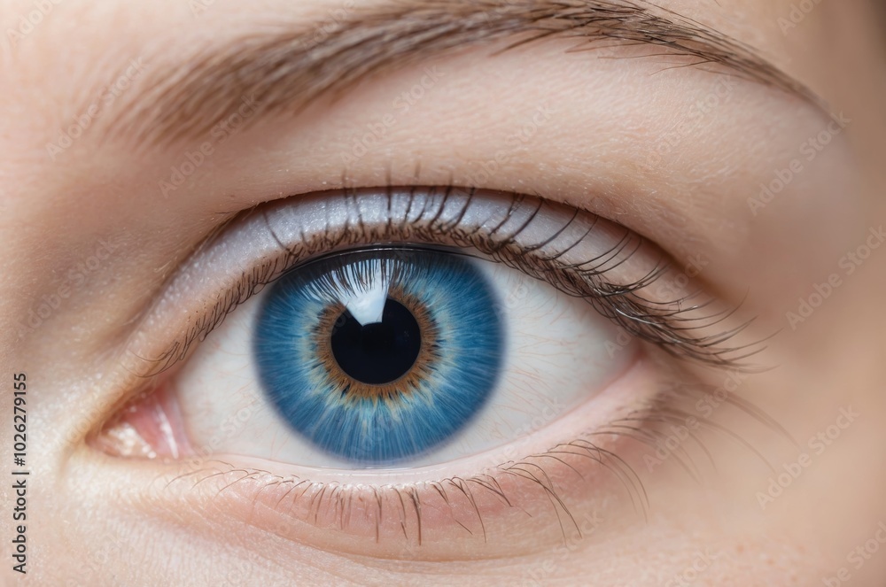 Blue eye close-up with detailed iris and pupil Blue eye close-up with detailed iris and pupil