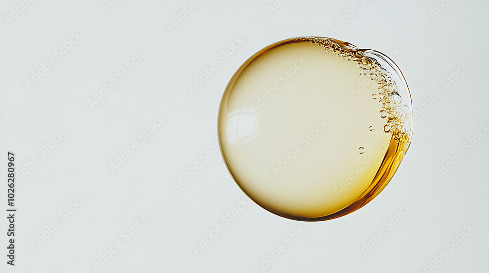 A single, large, transparent, yellow bubble with a few small bubbles trapped inside, against a white background. A single, large, transparent, yellow bubble with a few small bubbles trapped inside, against a white background.