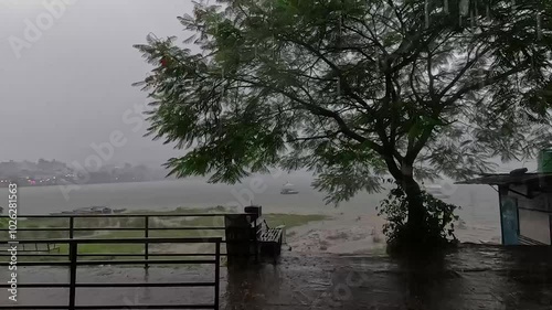 Phewa lake during the monsoon season